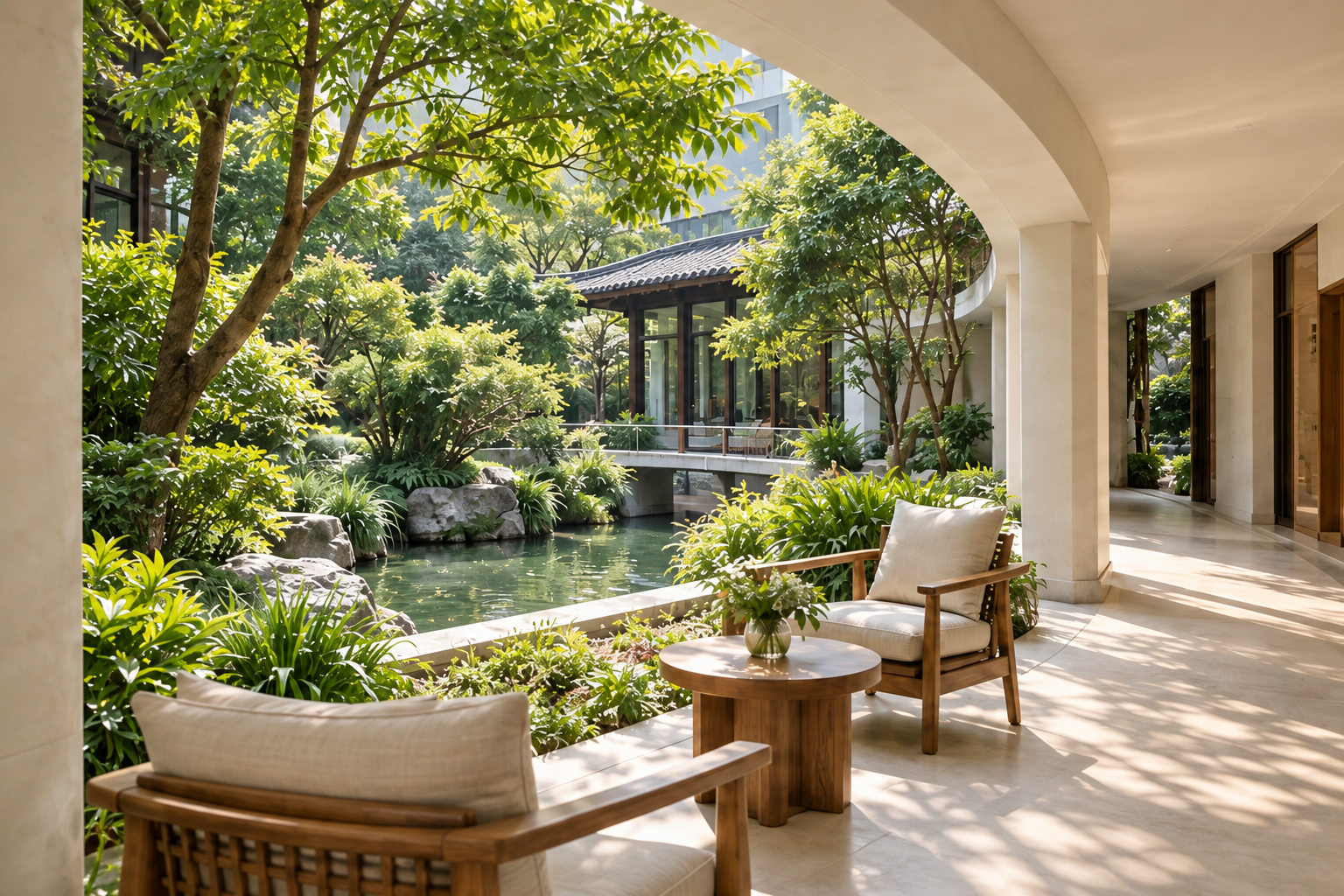 暖阳下的静谧庭院,场景示意